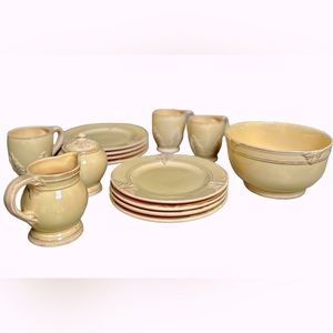 Country Gate by Enesco Yellow Set Dishes Mugs Plates Creamer Pitcher Sugar Jar